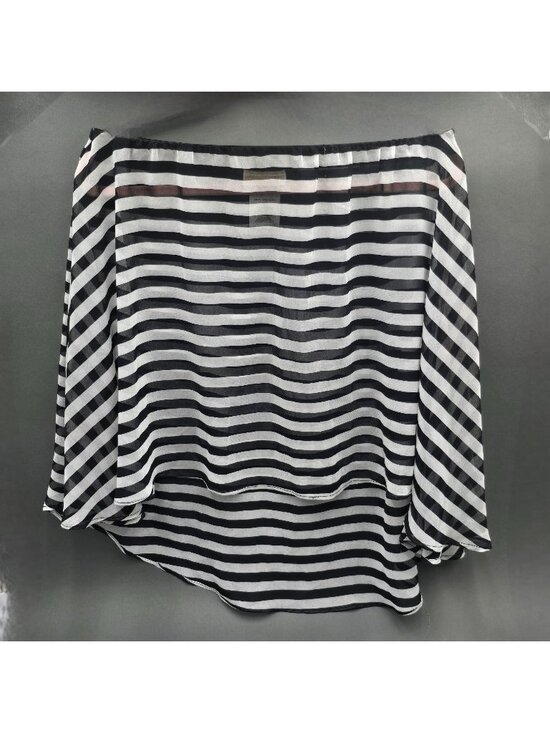 Michael Kors Other - Michael Kors Swim Skirt Coverup Large Black White Stripe Sheer Hi Low